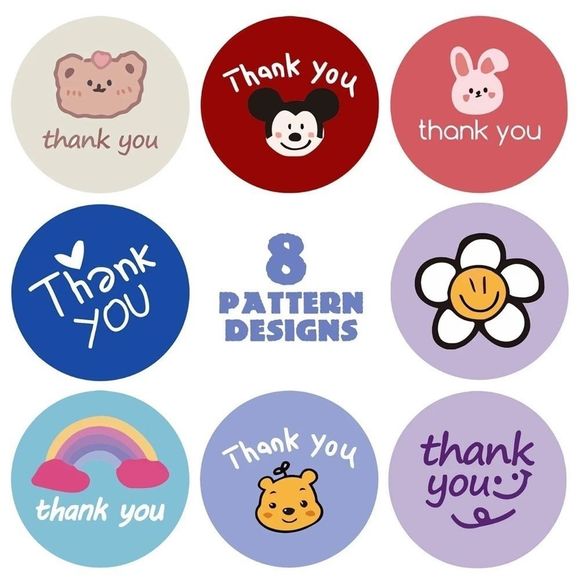 500 thank you stickers (variety pack) 1in round | shipping supplies - Picture 2 of 4